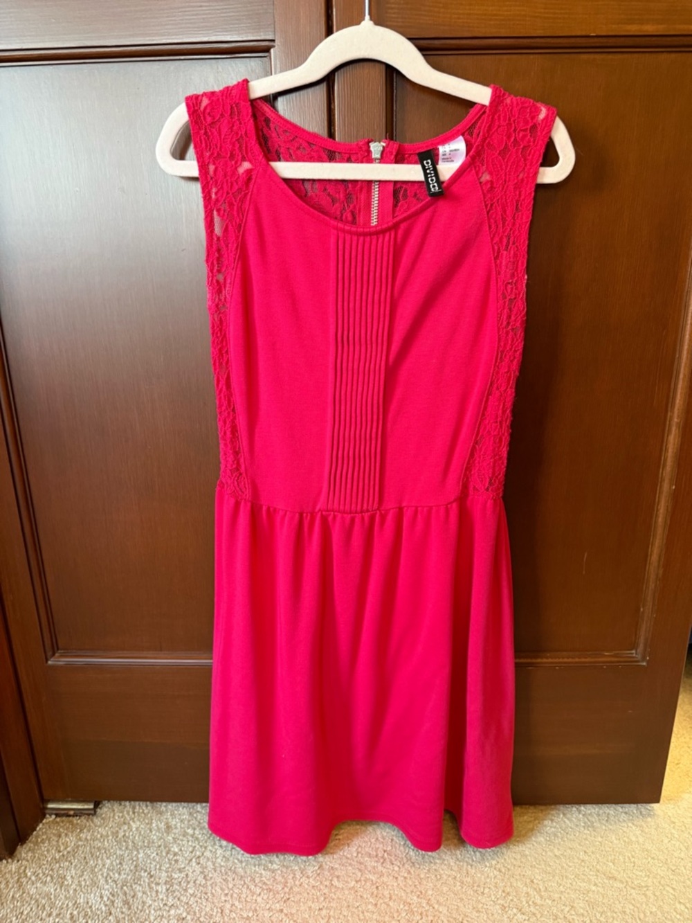 H&M Hot Pink Lace-Trim Sleeveless Dress